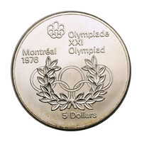 Kanada 5 Dollár 1974 Montreáli Olimpia 1976 öt karika és koszorú