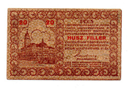 Pécs város Házipénztár 20 Fillér pénztárjegy 1919