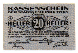Ausztria Notgeld Wien 20 Heller 1919 Bécs
