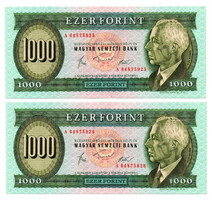 1000 Forint Bankjegy 1983 Március A sorozat EF sorszámkövető pár