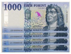 1000 Forint Bankjegy 2021 JC és JD azonos alacsony sorkövető pár