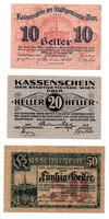 Ausztria Notgeld Wien 10-20-50 Heller 1919 Bécs sor