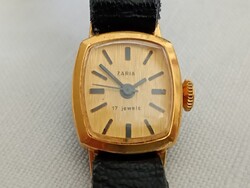 Karóra ZARIA ZARJA mechanikus óra felhúzós retro 19x16mm befoglaló-25x18mm aranyozott