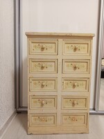 Toscanaból származó,Vintage Stílusú, Kézzel Festett sokfiókos patika szekrény/komód,70 cm magas