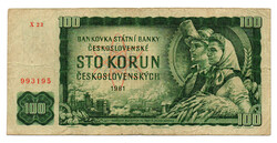 Csehszlovákia 100 Korona Bankjegy 1961 P91 X23 sorozat