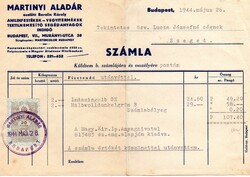 Régi számla: Martinyi Aladár, festék, vegyi áru, Budapest.