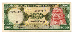 Ecuador 1000 Sucres Bankjegy 1986 P125a IN sorozat