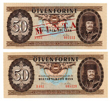 50 Forint Bankjegy 1975 FORGALMI és MINTA mindkettő D003