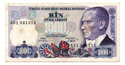 Törökország 1000 Lira Bankjegy 1986 P196