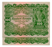 Ausztria 100 Korona Bankjegy 1922 EF sorszámkövető pár