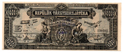 Repülők Tárgysorsjátéka 10000 Korona dollár sorsjegy E sorozat 1926.