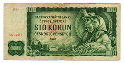 Csehszlovákia 100 Korona Bankjegy 1961 P91 P sorozat