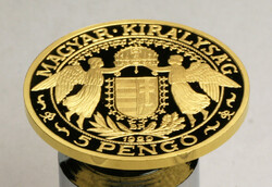 1929 évi Szent László 5 Pengő arany utánveret 2021 PRÓBAVERET