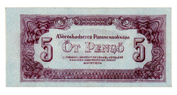 Vöröshadsereg 5 Pengő 1944 EF eltolódott vágás