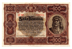 100 Korona Államjegy 1920 XF A001 sorozat