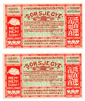 A Magyar Nemzeti Szövetség 5000 Korona Irredenta Sorsjegy 1926 sorszámkövető pár