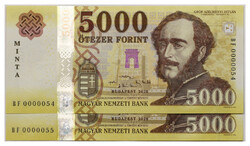 5000 Forint Bankjegy 2020 MINTA alacsony sorszámkövető pár