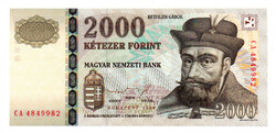 2000 Forint Bankjegy 1998 CA UNC, hullámos papír
