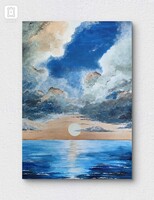 Naplemente a tengeren 35x50 cm akril festmény