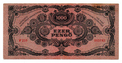 1000 Pengő Bankjegy 1945 bélyeg és alacsonyabb sorszám 003143