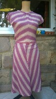 Elegant purple-lilac striped dress M, off-shoulder, flared skirt