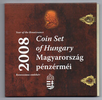 Magyarország pénzérméi forgalmi sor 2008 BU Reneszánsz emlékév érmével 10g Ag999