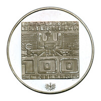 Ausztria 100 Schilling 1975 PP Hall Téli Olimpia, osztrák sas