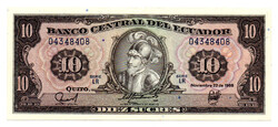 Ecuador 10 Sucres Bankjegy 1988 P121a3 LR sorozat