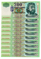 200 Forint Bankjegy 1998 FB UNC sorszámkövető pár