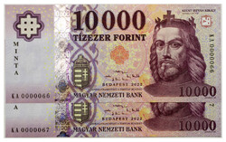 10000 Forint Bankjegy 2022 MINTA alacsony sorszámkövető pár
