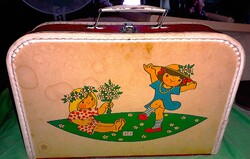 Vintage 1970 'S játék / iskola / uzsonnás táska bőrönd 36 x 26 x 9 cm a képek szerint