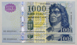 1000 Forint Bankjegy 2015 DE UNC alacsony sorszámkövető pár
