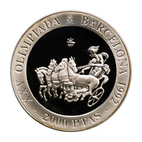 Spanyolország 2000 Peseta 1992 Olimpia Barcelona Fogatverseny
