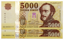 5000 Forint Bankjegy 2017 MINTA sorszámkövető pár