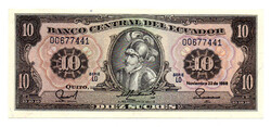 Ecuador 10 Sucres Bankjegy 1988 P121a1 LO sorozat