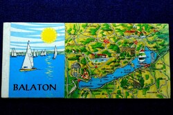 11 darab térképes képeslap leporello  Balaton települések  1972 Almádi, Füred, Nvázsony ,Badacsony..