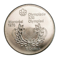 Kanada 5 Dollár 1974 Montreáli Olimpia 1976 öt karika és koszorú