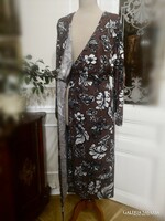 Page One 40-es  maxi,100% viscose ruha barna virágos átlapolt hosszú