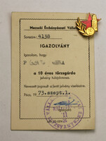 Mecseki Ércbányászati Vállalat 10 és 15 éves törzsgárda jelvény