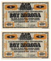 1916 Ostffyasszonyfa hadifogolytábor 1 Korona sorszámkövető pár