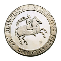 Spanyolország 2000 Peseta 1991 Olimpia Barcelona 1992 Lovassport