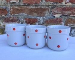 Alföldi aranyozott szélű piros pöttyös porcelán bögre - csupor - csésze - pohár