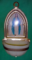 Vintage mini fém lemez / bakelit szenteltvíztartó Alacoque Szent Margit képpel 12X5cm képek szerint
