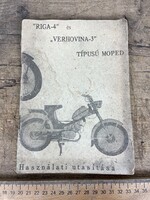 -AV392- Régi "RIGA-4 és VERHOVINA-3" Típusú MOPED Motor Használati Utasítás