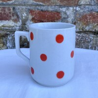 Zsolnay piros pöttyös porcelán bögre - csupor - csésze - pohár