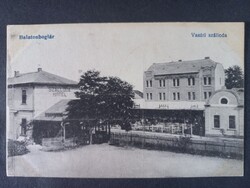 Régi  képeslap Balatonboglár - Vasúti szálloda - Vasúti levelezőlapárusítás