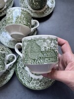 Angol Staffordshire zöld porcelán teás, cappuccinos csésze szett