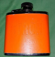 Retro STROH osztrák rum reklám lapos acél fém bőr bevonatú zsebflaska mini kulacs a képek szerint