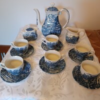 Angol fajansz teáskészlet, 9 db-os