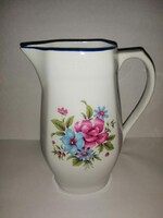 Régi jelzésű Alföldi porcelán virágmintás kancsó - 20 cm magas
